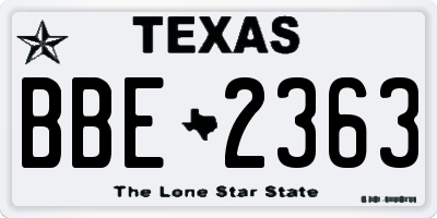 TX license plate BBE2363