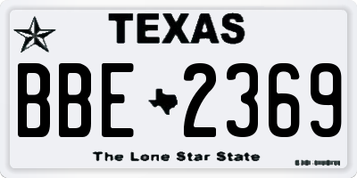 TX license plate BBE2369