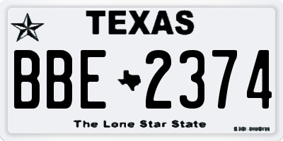 TX license plate BBE2374