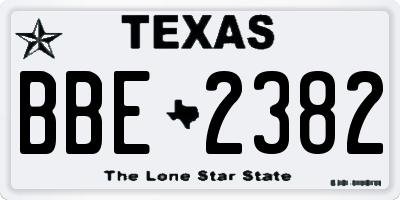 TX license plate BBE2382