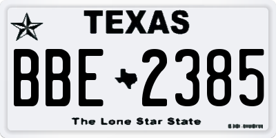 TX license plate BBE2385