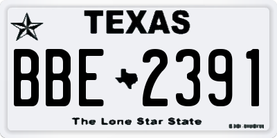 TX license plate BBE2391