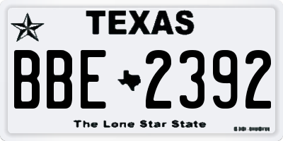 TX license plate BBE2392