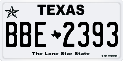TX license plate BBE2393
