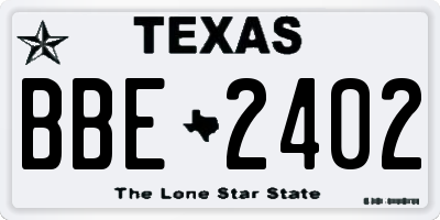 TX license plate BBE2402