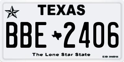 TX license plate BBE2406