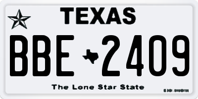 TX license plate BBE2409