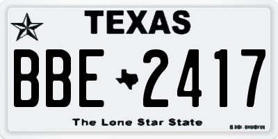 TX license plate BBE2417