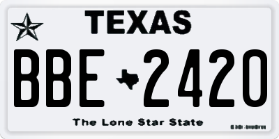 TX license plate BBE2420