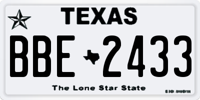 TX license plate BBE2433