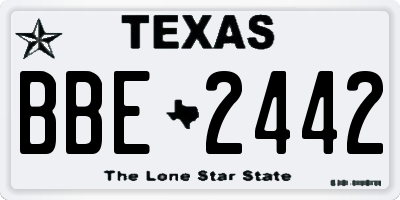 TX license plate BBE2442