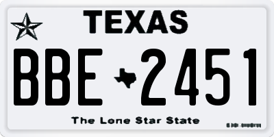 TX license plate BBE2451