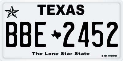 TX license plate BBE2452