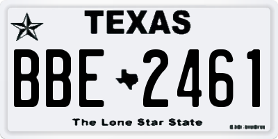 TX license plate BBE2461