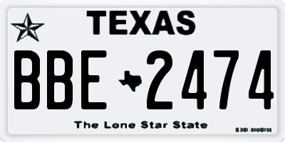 TX license plate BBE2474