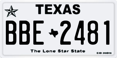 TX license plate BBE2481