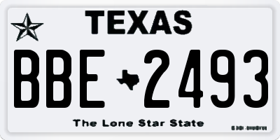 TX license plate BBE2493