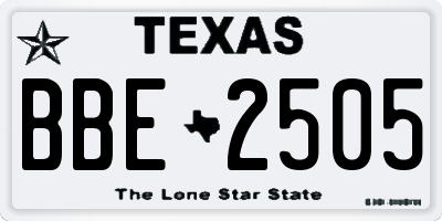TX license plate BBE2505