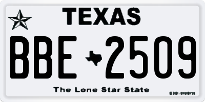 TX license plate BBE2509