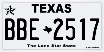 TX license plate BBE2517