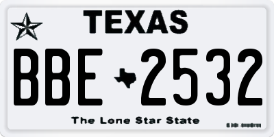 TX license plate BBE2532