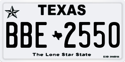 TX license plate BBE2550