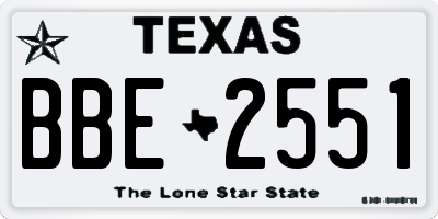 TX license plate BBE2551