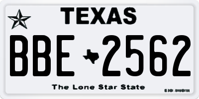 TX license plate BBE2562