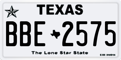 TX license plate BBE2575
