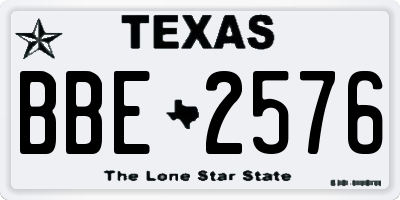 TX license plate BBE2576
