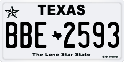 TX license plate BBE2593