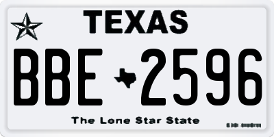 TX license plate BBE2596