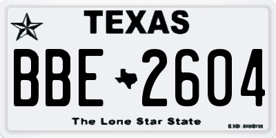 TX license plate BBE2604