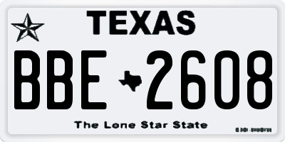 TX license plate BBE2608