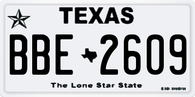 TX license plate BBE2609