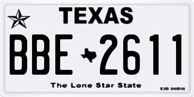 TX license plate BBE2611