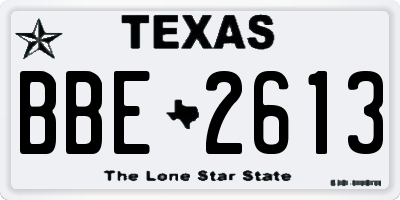 TX license plate BBE2613