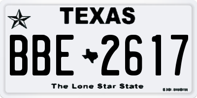 TX license plate BBE2617