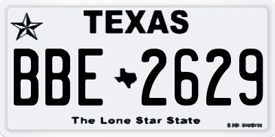 TX license plate BBE2629
