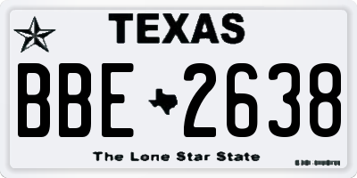 TX license plate BBE2638