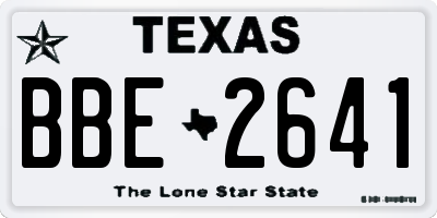TX license plate BBE2641