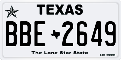 TX license plate BBE2649