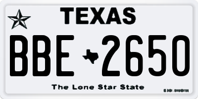 TX license plate BBE2650