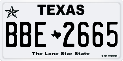 TX license plate BBE2665