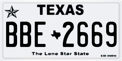 TX license plate BBE2669