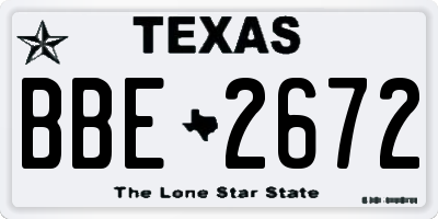 TX license plate BBE2672