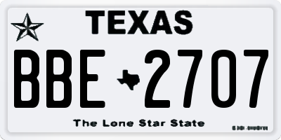 TX license plate BBE2707