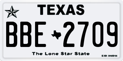 TX license plate BBE2709