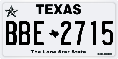 TX license plate BBE2715
