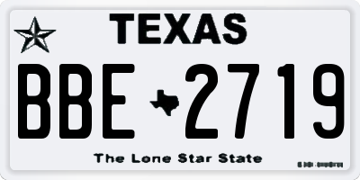 TX license plate BBE2719
